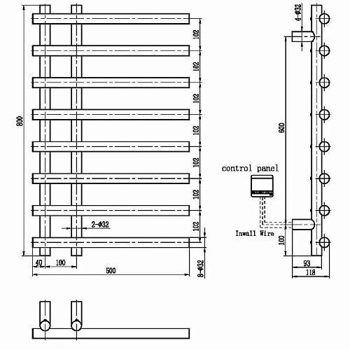 Полотенцесушитель электрический Boheme 722-SGM SHINE GUN METAL Полотенцесушитель электрический Boheme 722-SGM SHINE GUN METAL