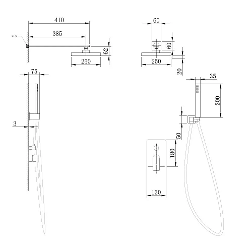 Душевая система ABBER Weiss Insel AF8018W скрытого монтажа без излива, белый-хром Душевая система ABBER Weiss Insel AF8018W скрытого монтажа без излива, белый-хром