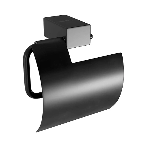 Держатель туалетной бумаги Lemark SMOOTH LINE с крышкой, чёрный матовый 9722011 Держатель туалетной бумаги Lemark SMOOTH LINE с крышкой, чёрный матовый 9722011