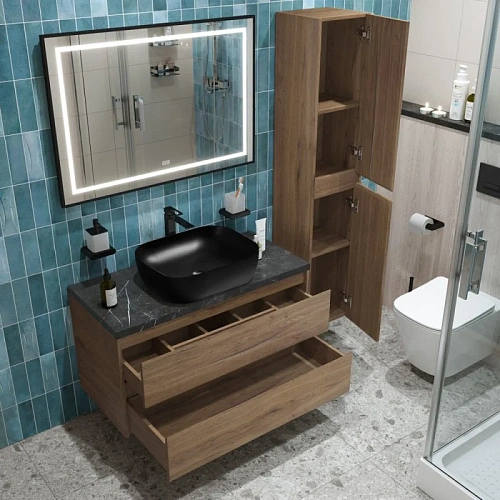 Тумба со столешницей и раковиной BelBagno KRAFT 100 kraft100rt-kepmno-1302-h301-set подвесная KRAFT100RT-KEPMNO-1302-H301-SET Тумба со столешницей и раковиной BelBagno KRAFT 100 kraft100rt-kepmno-1302-h301-set подвесная KRAFT100RT-KEPMNO-1302-H301-SET
