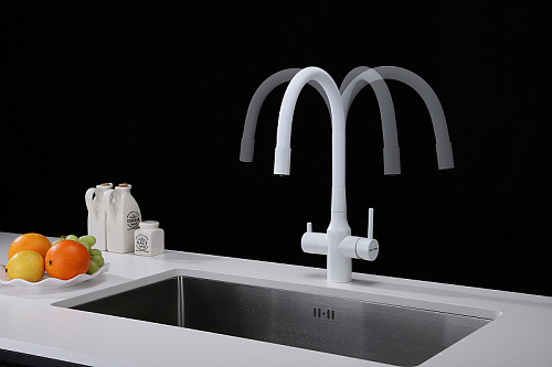 Смеситель для кухни Paulmark SALIX белый матовый Sa213419-WH Смеситель для кухни Paulmark SALIX белый матовый Sa213419-WH