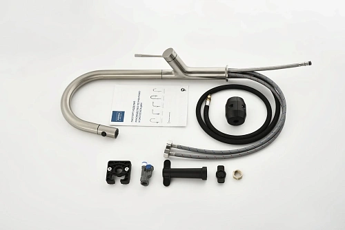 Смеситель для кухни AQUAme Cucina AQM9905BN с выдвижным изливом, с подключением к фильтру с питьевой водой, никель шлифованный Смеситель для кухни AQUAme Cucina AQM9905BN с выдвижным изливом, с подключением к фильтру с питьевой водой, никель шлифованный