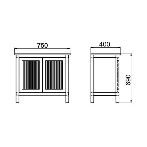 Тумба под раковину Orange Capri OCN-75TU напольная, столешница массив березы, орех Тумба под раковину Orange Capri OCN-75TU напольная, столешница массив березы, орех