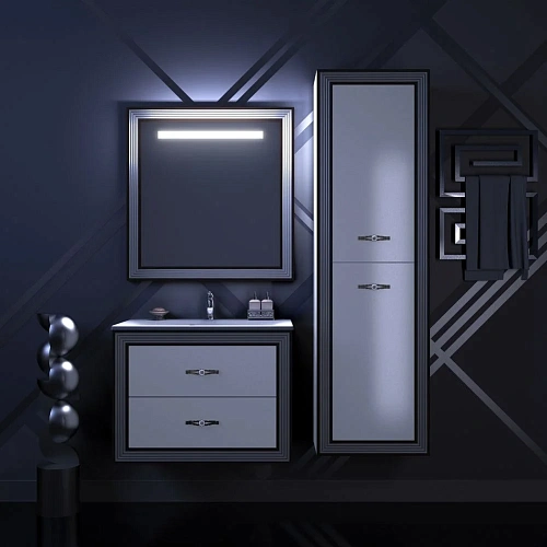 Шкаф-пенал Opadiris Карат Белый глянцевый с серебряной патиной, универсальный Z0000003940 Шкаф-пенал Opadiris Карат Белый глянцевый с серебряной патиной, универсальный Z0000003940