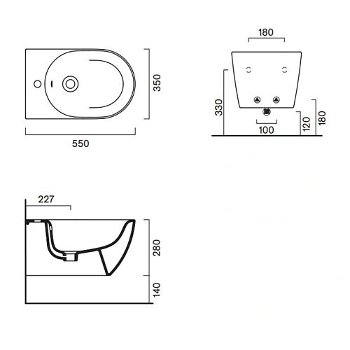 Биде подвесное Catalano Sfera 0518551022 55x35 черный матовый Биде подвесное Catalano Sfera 0518551022 55x35 черный матовый
