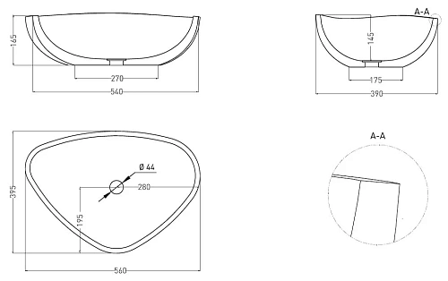 Раковина Salini GLORIA 06 1102206M 560x390 накладная S-Stone Раковина Salini GLORIA 06 1102206M 560x390 накладная S-Stone