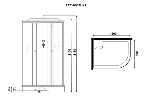 Душевая кабина Niagara Eco E120/80/13L/MT (1200х800х2150) E120/80/13L/MT Душевая кабина Niagara Eco E120/80/13L/MT (1200х800х2150) E120/80/13L/MT
