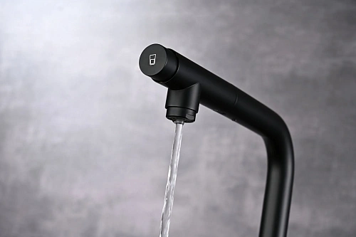 Смеситель для кухни AQUAme Cucina AQM9903MB с выдвижным изливом, с подключением к фильтру с питьевой водой, черный матовый Смеситель для кухни AQUAme Cucina AQM9903MB с выдвижным изливом, с подключением к фильтру с питьевой водой, черный матовый