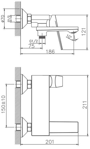 Смеситель для ванны Haiba HB60533-3, пепельный Смеситель для ванны Haiba HB60533-3, пепельный