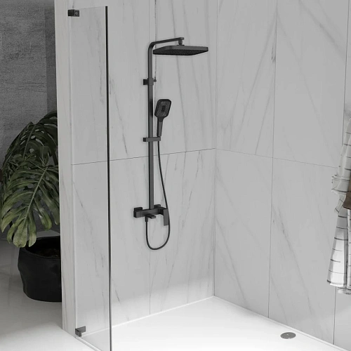 Душевая система Vincea Cube VSFS-4C12MB с изливом, черный матовый Душевая система Vincea Cube VSFS-4C12MB с изливом, черный матовый