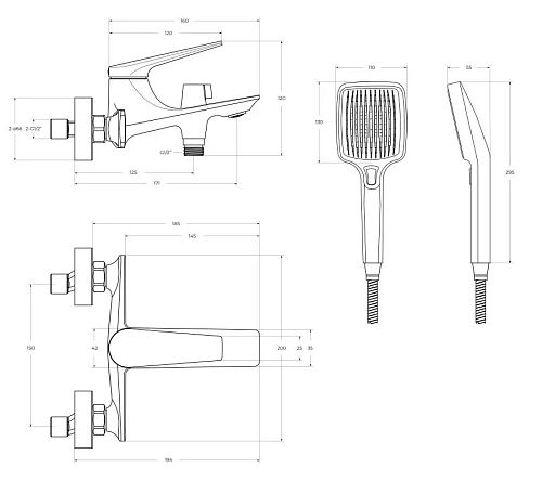 Смеситель для ванны CEZARES LINER-VD-01 хром Смеситель для ванны CEZARES LINER-VD-01 хром