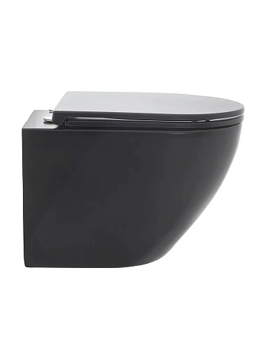 Унитаз подвесной AQUAme AQM2002MB с сиденьем SoftClose, технология смыва Rimless, скрытый крепеж чер Унитаз подвесной AQUAme AQM2002MB с сиденьем SoftClose, технология смыва Rimless, скрытый крепеж чер
