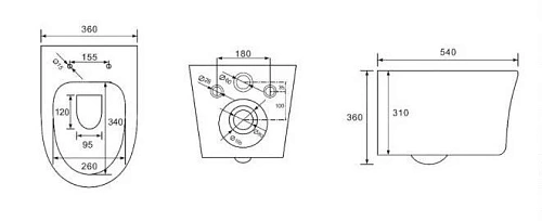 Унитаз подвесной CeramaLux B2347 с сиденьем Унитаз подвесной CeramaLux B2347 с сиденьем