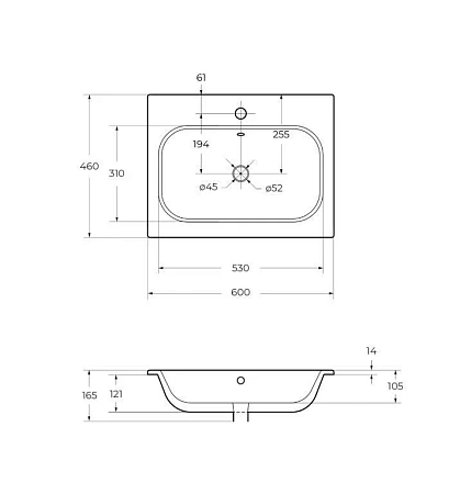 Раковина CEZARES CZR-NAT-60-LVB белый 600x460 керамика Раковина CEZARES CZR-NAT-60-LVB белый 600x460 керамика