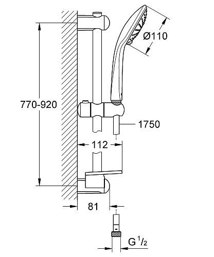 Душевой гарнитур GROHE Euphoria 110 Duo с полочкой (Душевая лейка, штанга 900 мм, шланг 1750 мм) (27 27225001 Душевой гарнитур GROHE Euphoria 110 Duo с полочкой (Душевая лейка, штанга 900 мм, шланг 1750 мм) (27 27225001
