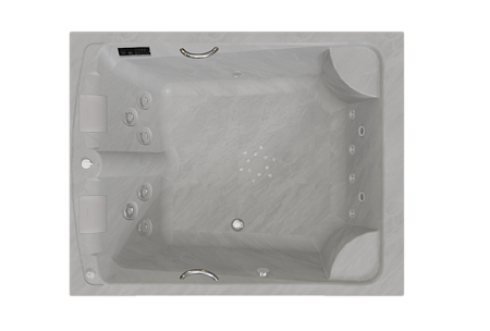 Мини бассейн Radomir г/а Римини 1-30-0-0-5-047С, Серый мрамор, Platinum,1900х1500, рама-подставка, слив-перелив, 10 гидромассажных форсунок, 12 форсунок аэромассажа, контроллер 400, хромотерапия 2 лампы, система Turbo-pool, 2 ручки, 2 подголовника