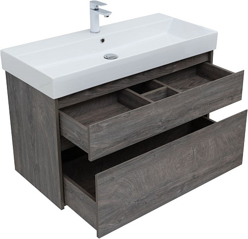 Тумба под раковину Aquanet Nova Lite 100 (SLIM SYNERGY) дуб рошелье, 2 ящика 00249941 Тумба под раковину Aquanet Nova Lite 100 (SLIM SYNERGY) дуб рошелье, 2 ящика 00249941