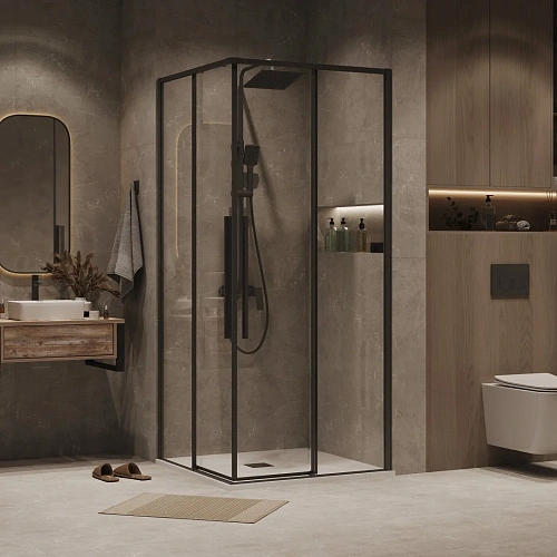 Душевая дверь GROSSMAN Galaxy 1/2.K33.01.12.21.00 (120x195) черный матовый, стекло прозрачное Душевая дверь GROSSMAN Galaxy 1/2.K33.01.12.21.00 (120x195) черный матовый, стекло прозрачное