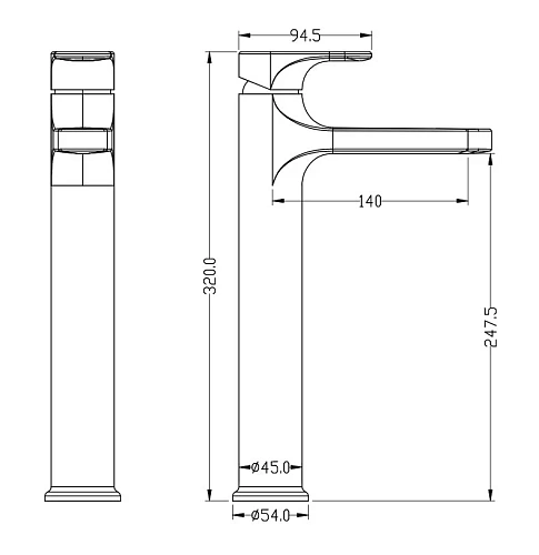 Смеситель для раковины Boheme Spectre высокий черный 452-B Смеситель для раковины Boheme Spectre высокий черный 452-B