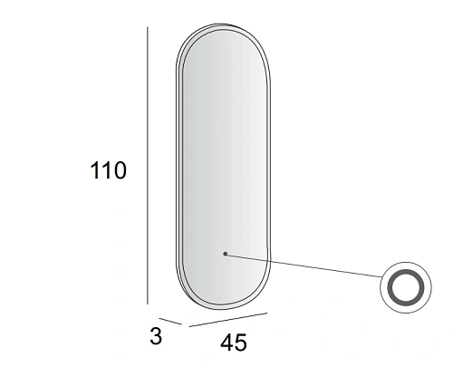 Зеркало CEZARES 45095, 45x110x3 со встроенной LED подсветкой Зеркало CEZARES 45095, 45x110x3 со встроенной LED подсветкой