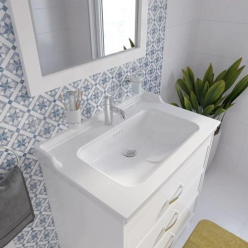 Тумба с раковиной STWORKI Хальмстад 80 белая 505658 Тумба с раковиной STWORKI Хальмстад 80 белая 505658