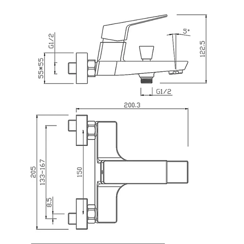 Смеситель для ванны Paini Torre 98CR111 без аксессуара Смеситель для ванны Paini Torre 98CR111 без аксессуара