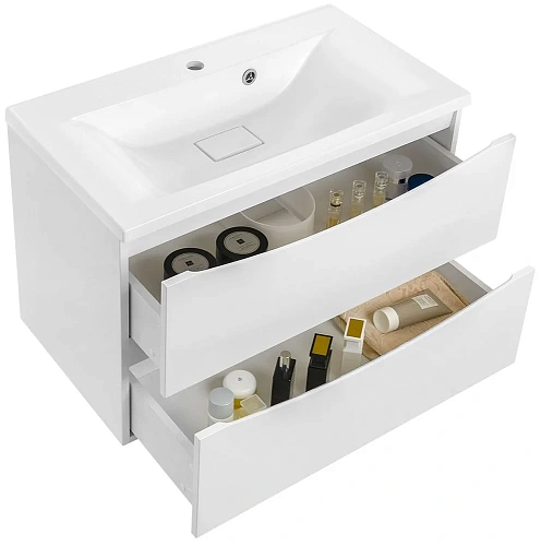 Тумба под раковину Vincea Mia 800 подвесная, 2 выкатных ящика soft close, G.White VMC-2MA800GW Тумба под раковину Vincea Mia 800 подвесная, 2 выкатных ящика soft close, G.White VMC-2MA800GW