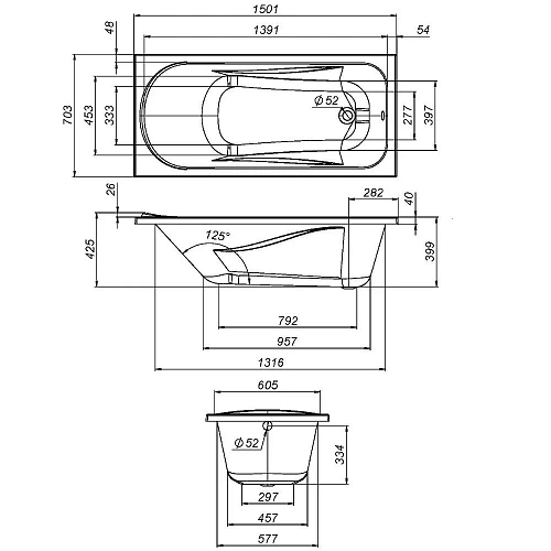 Акриловая ванна AM.PM Sense W76A-150-070W-A А0 150х70, см Акриловая ванна AM.PM Sense W76A-150-070W-A А0 150х70, см