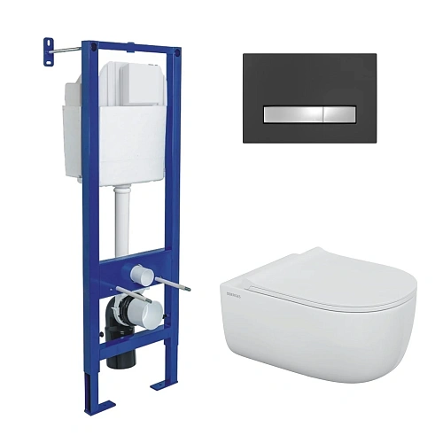 Комплект инсталляции BERGES АТОМ 410 с клавишей смыва Atom Line черная/хром, унитазом Ego XL Rimless см и сиденьем микролифт быстросъем 043370 Комплект инсталляции BERGES АТОМ 410 с клавишей смыва Atom Line черная/хром, унитазом Ego XL Rimless см и сиденьем микролифт быстросъем 043370