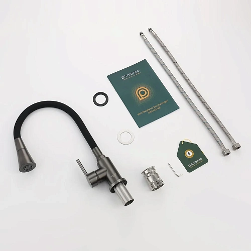 Смеситель для кухни Splenka S201.4306.09 с гибким изливом, графит Смеситель для кухни Splenka S201.4306.09 с гибким изливом, графит