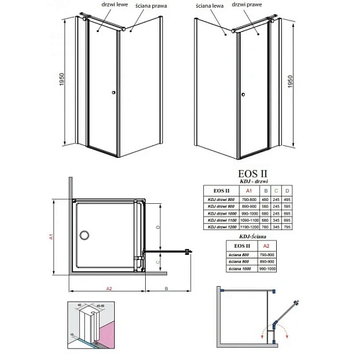 Душевая дверь Radaway EOS II KDJ 3799422-01R 100 см прозрачное стекло R Душевая дверь Radaway EOS II KDJ 3799422-01R 100 см прозрачное стекло R