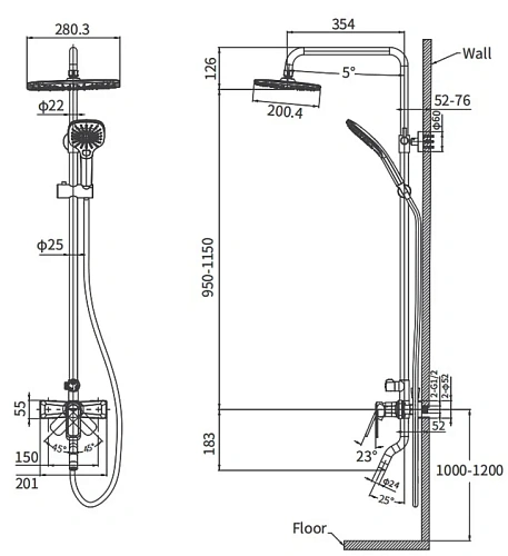 Душевая система ARROW AG3311BC черный Душевая система ARROW AG3311BC черный