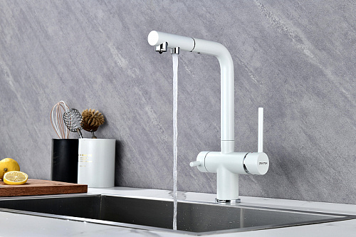 Смеситель для кухни Paulmark SERPENTINE белый матовый Se213222-WH Смеситель для кухни Paulmark SERPENTINE белый матовый Se213222-WH