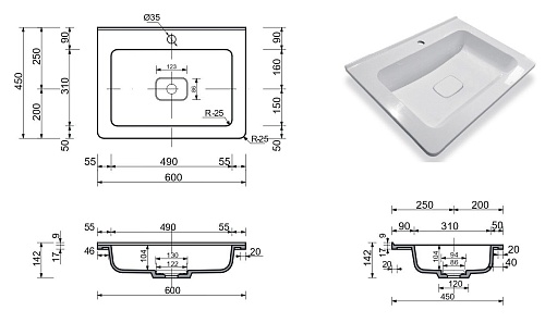 Раковина Эстет Kare luxe silk ФР-00014679 600х450 накладная Раковина Эстет Kare luxe silk ФР-00014679 600х450 накладная