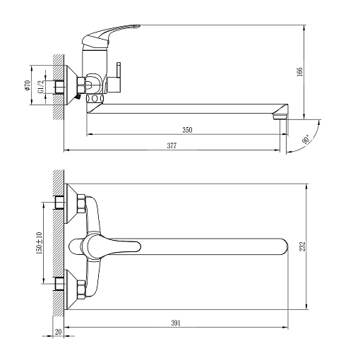 Смеситель для ванны Rossinka A35-32 универсальный Смеситель для ванны Rossinka A35-32 универсальный
