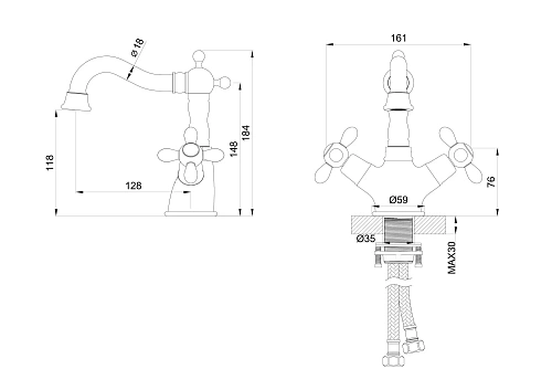 Смеситель для раковины Wonzon & Woghand хром (WW-88139020-CR) Смеситель для раковины Wonzon & Woghand хром (WW-88139020-CR)