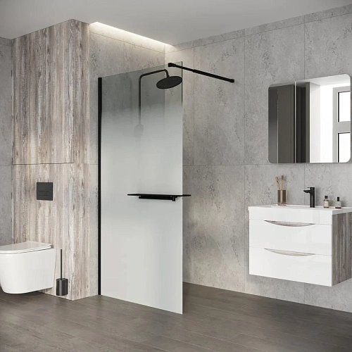 Душевая перегородка Niagara Nova NG-582-12BLACK (120х200) черный матовый, стекло белый градиент Душевая перегородка Niagara Nova NG-582-12BLACK (120х200) черный матовый, стекло белый градиент