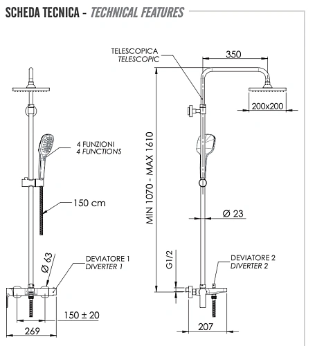 Душевая система Remer Energy EY34ASD20 Душевая система Remer Energy EY34ASD20