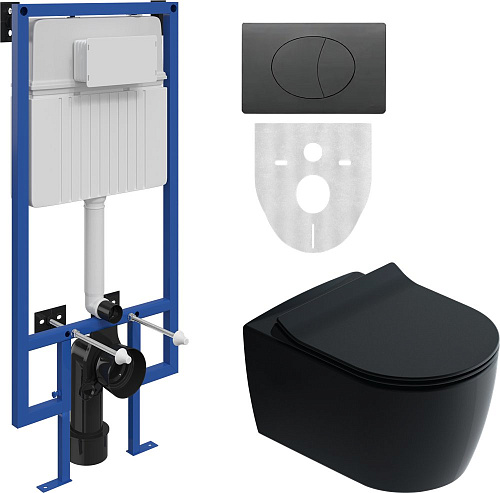 Комплект Унитаз подвесной STWORKI Ноттвиль SETK3104-2616 безободковый, с микролифтом, черный + Систе 587857 Комплект Унитаз подвесной STWORKI Ноттвиль SETK3104-2616 безободковый, с микролифтом, черный + Систе 587857