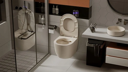 Унитаз подвесной ABBER Bequem AC1101MBE светло-бежевый матовый, безободковый с крышкой микролифт Унитаз подвесной ABBER Bequem AC1101MBE светло-бежевый матовый, безободковый с крышкой микролифт