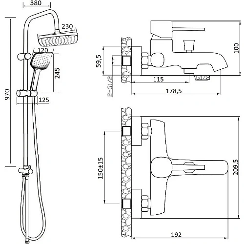 Душевая система Orange Karl M05-934w с изливом, белый Душевая система Orange Karl M05-934w с изливом, белый