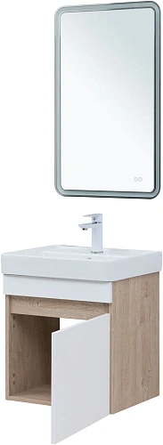 Тумба под раковину Aquanet Оптима 50 00344798 дуб светлый/белый сатин Тумба под раковину Aquanet Оптима 50 00344798 дуб светлый/белый сатин