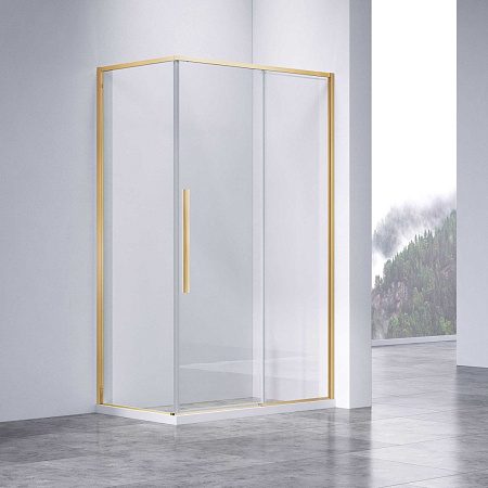 Душевой уголок Vincea Slim-N VSR-4SN8012CLG, 1200x800, брашированное золото, стекло прозрачное