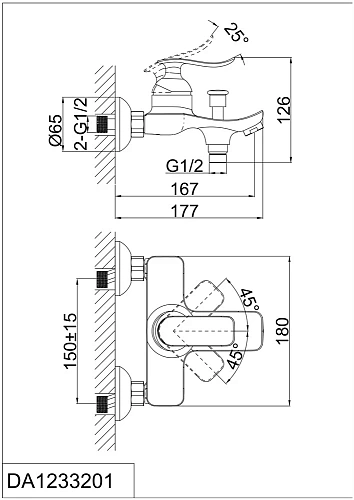 Смеситель для ванны D&K Liszt Bayern DA1233201 Смеситель для ванны D&K Liszt Bayern DA1233201
