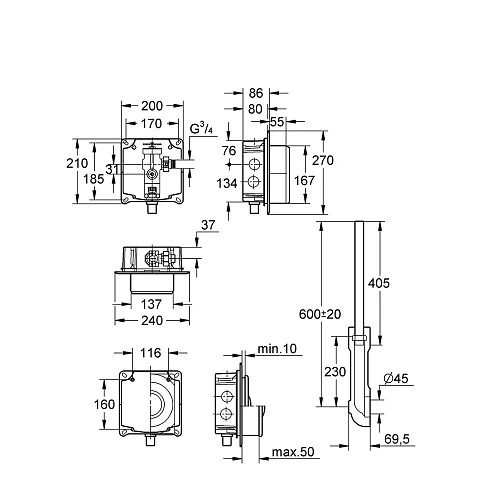 Смывное устройство под давлением для унитаза GROHE Rondo без ИК-панели смыва (37153000) Смывное устройство под давлением для унитаза GROHE Rondo без ИК-панели смыва (37153000)