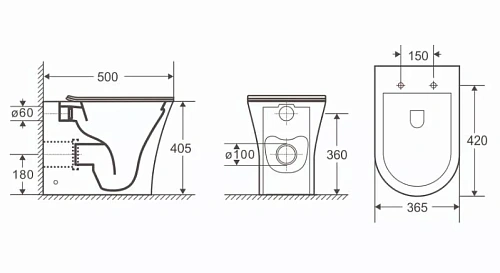 Унитаз приставной Ceruttispa ADIGE F CT8907 безободковый, сиденье микролифт Унитаз приставной Ceruttispa ADIGE F CT8907 безободковый, сиденье микролифт