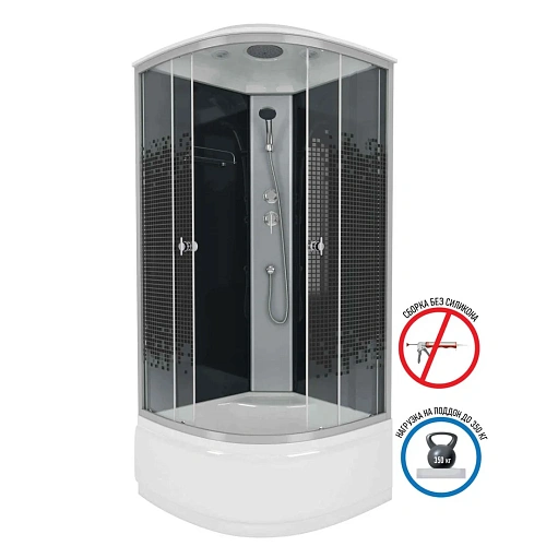 Душевая кабина Niagara NG-7509-14BLACK (1000х1000х2150) высокий поддон (40см) стекло мозаика 7509 Душевая кабина Niagara NG-7509-14BLACK (1000х1000х2150) высокий поддон (40см) стекло мозаика 7509