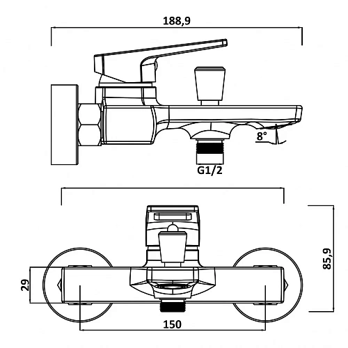 Смеситель для ванны Swedbe Kronos 2030 Смеситель для ванны Swedbe Kronos 2030