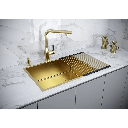 Кухонная мойка Paulmark NEXT-SKEW 58 UNI, PM885844-BG, брашированное золото, 580х440мм 1,2мм Кухонная мойка Paulmark NEXT-SKEW 58 UNI, PM885844-BG, брашированное золото, 580х440мм 1,2мм