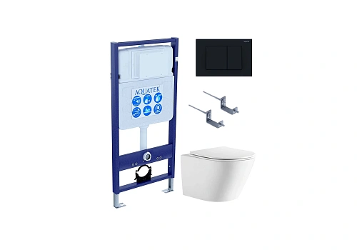 Комплект унитаза SET Aquatek ЛИБЕРТИ-012 4в1 с инсталляцией, креплением, клавишей смыва и сиденьем микролифт Комплект унитаза SET Aquatek ЛИБЕРТИ-012 4в1 с инсталляцией, креплением, клавишей смыва и сиденьем микролифт